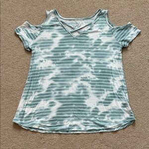 Justice girls Tie-Dye Cold Shoulder Top